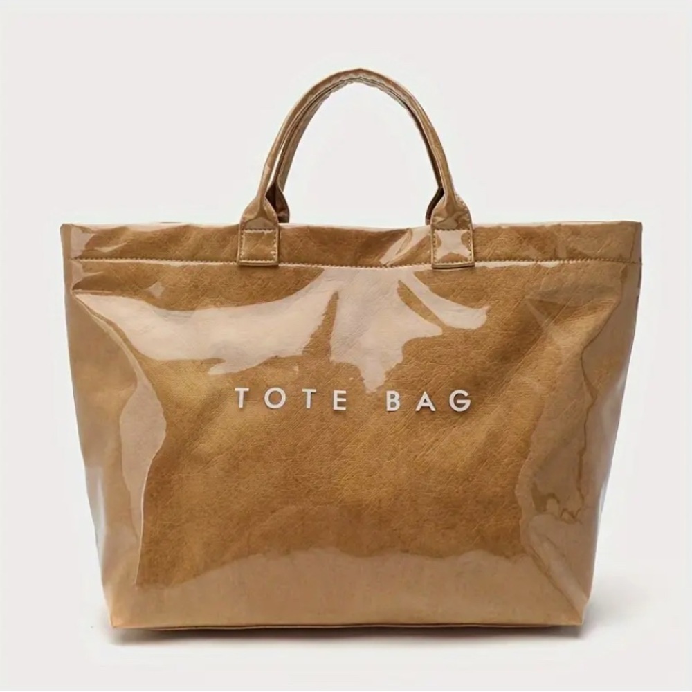 Large Kraft Shopping or Beach Tote Bag w/PVC Coating in Multiple Colors ❤️NEW❤️ - Picture 1 of 5